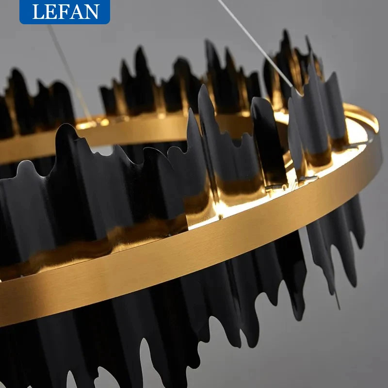 Round copper chandelier at 39.4 in diameter in a gold finish