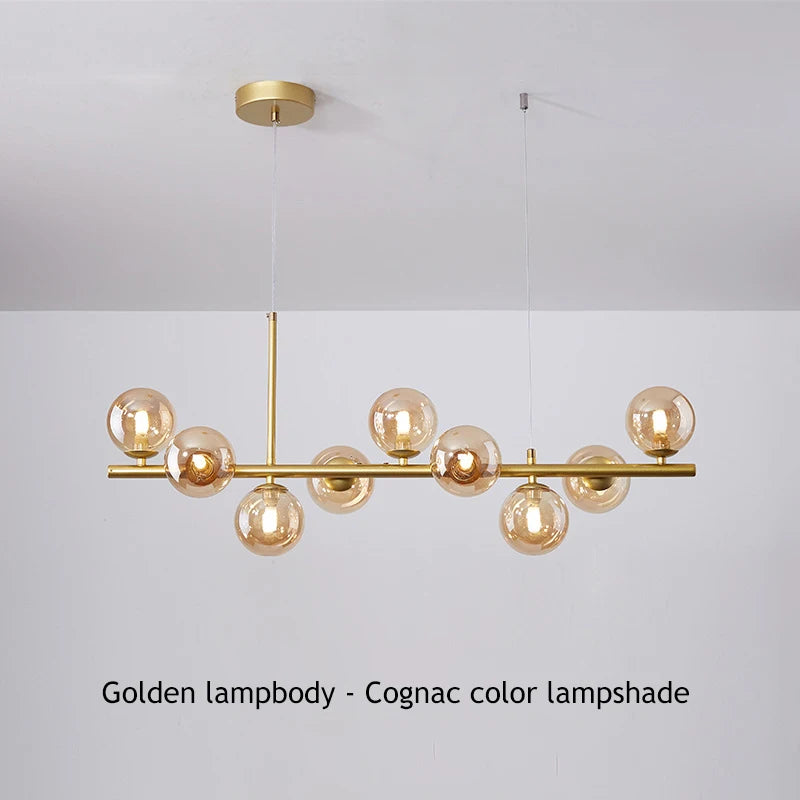 Clear glass bead chandelier 32.7 in long with knob switch control