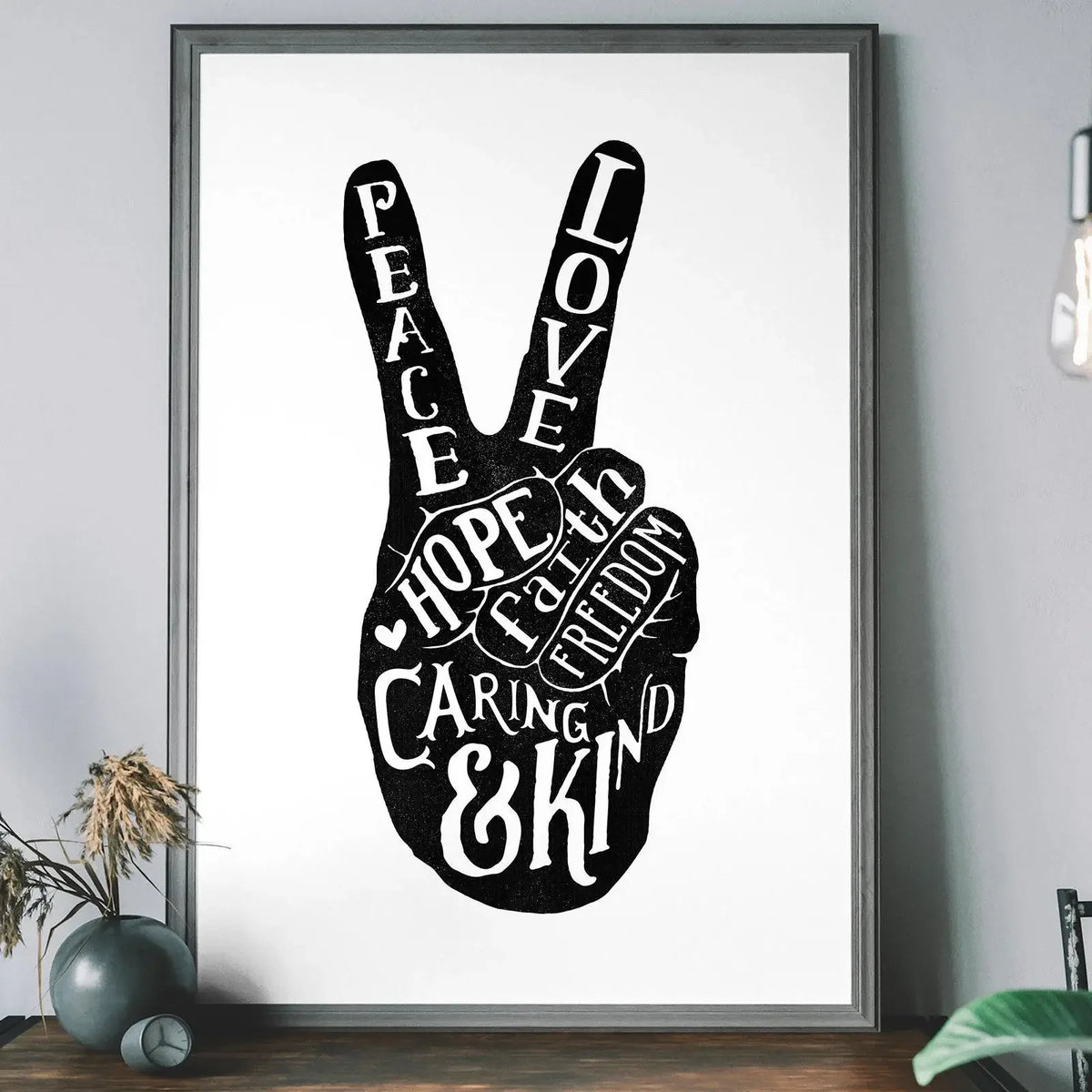 Retro Rock Hand Graphic Canvas Wall Art