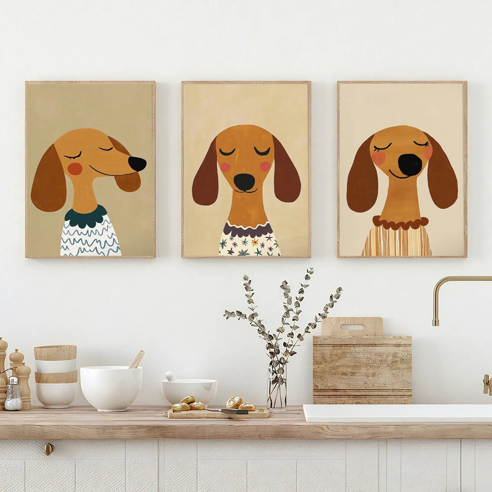 Minimalist Dog Portrait Dachshund Canvas Wall Art