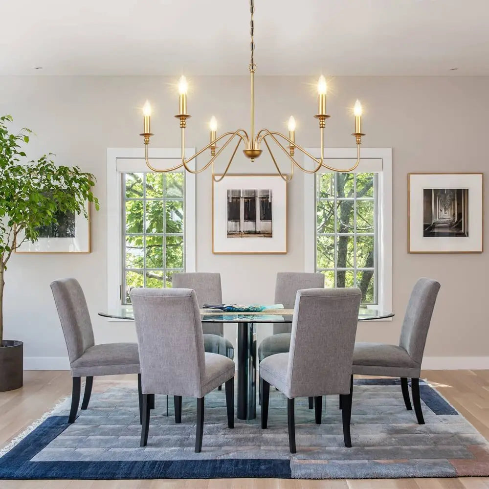 Four arm vintage chandelier in gold for a kitchen or small dining area