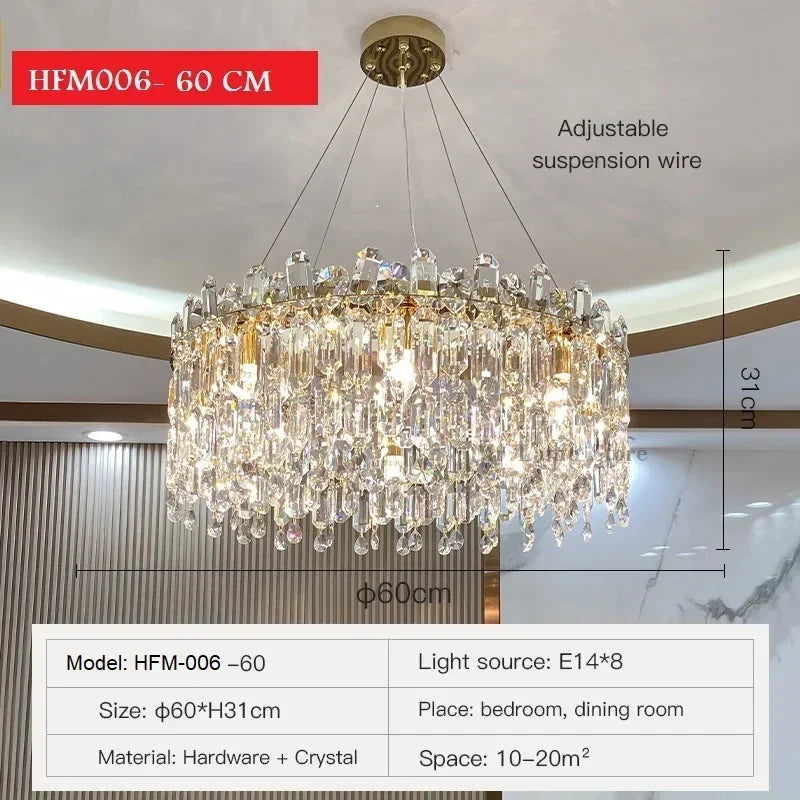 Crystal ring chandelier in chrome, 23.6 inch circle, with cold white light