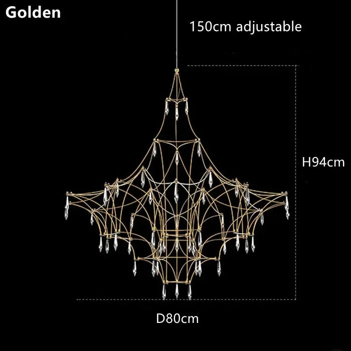 Art deco chandelier at 23.6 in across with polished chrome plating