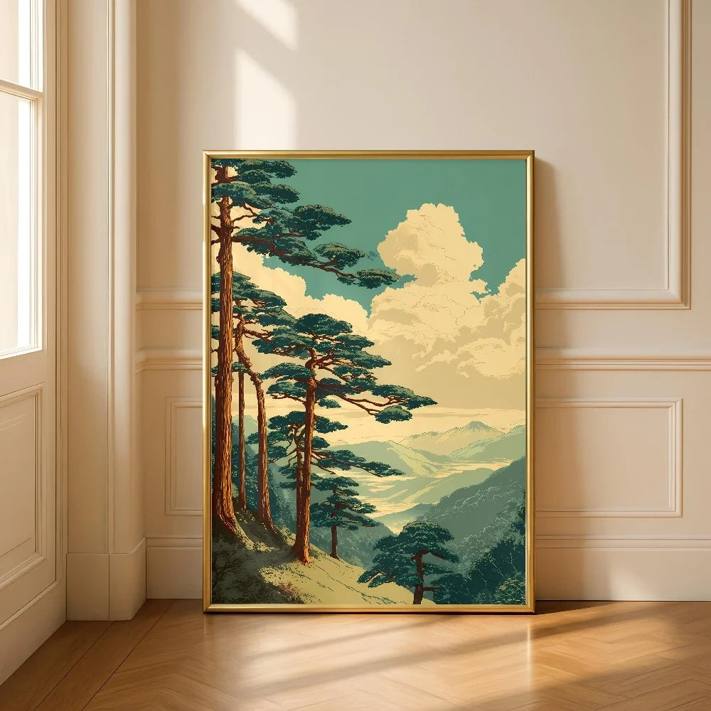 Japanese Botanical Tree Illustration Canvas Wall Art