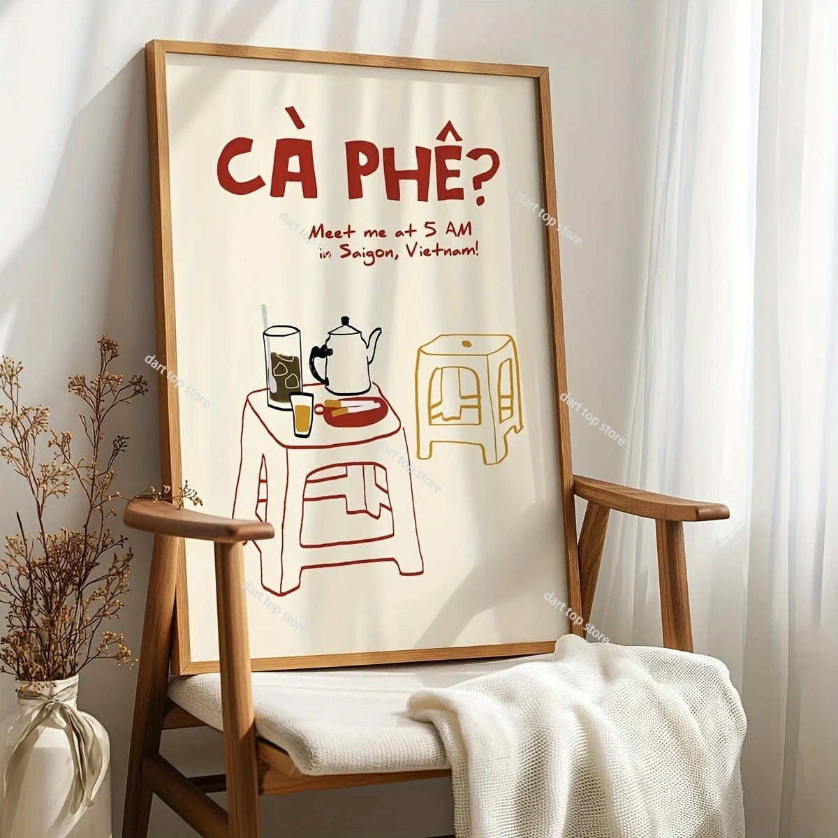 Coffee Lover Cartoon Animal Canvas Wall Art