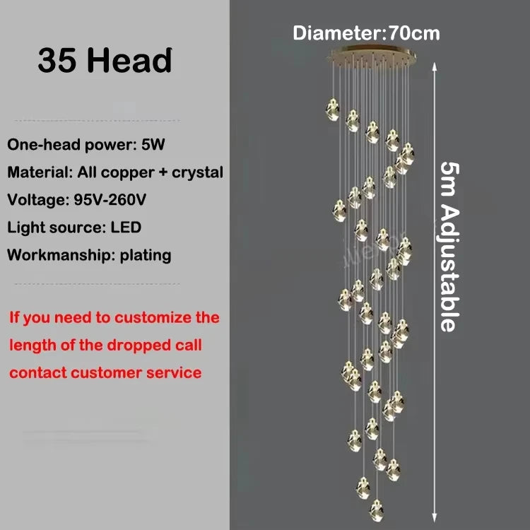 Twenty four head crystal chandelier for an attic void or tall open hall