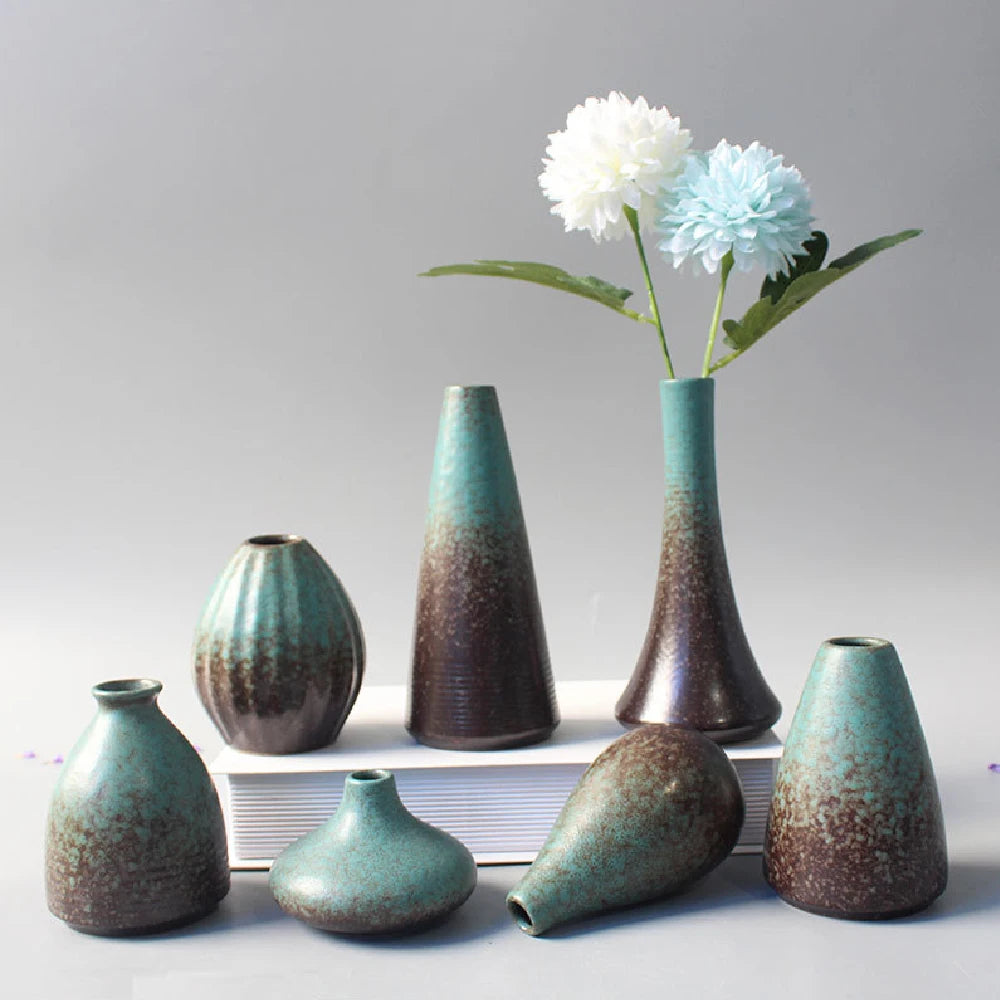 Japanese matte black ceramic bud vase in shape C for single stem flowers