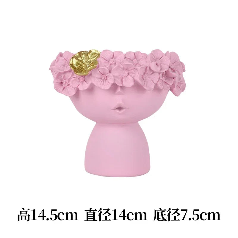 Nordic cute girl flower vase living room desktop décor