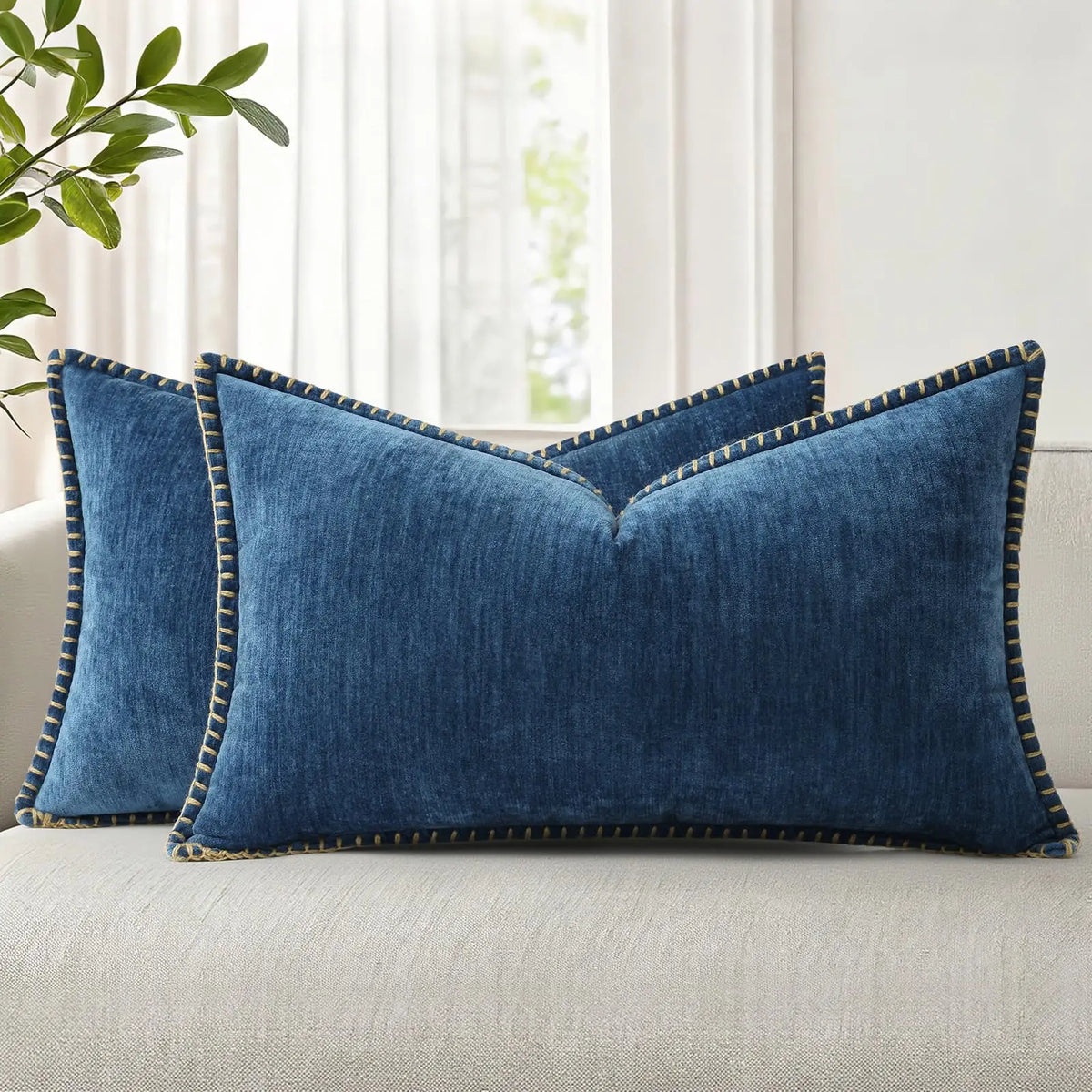 Soft Chenille Lumbar Pillow Cover — styling detail