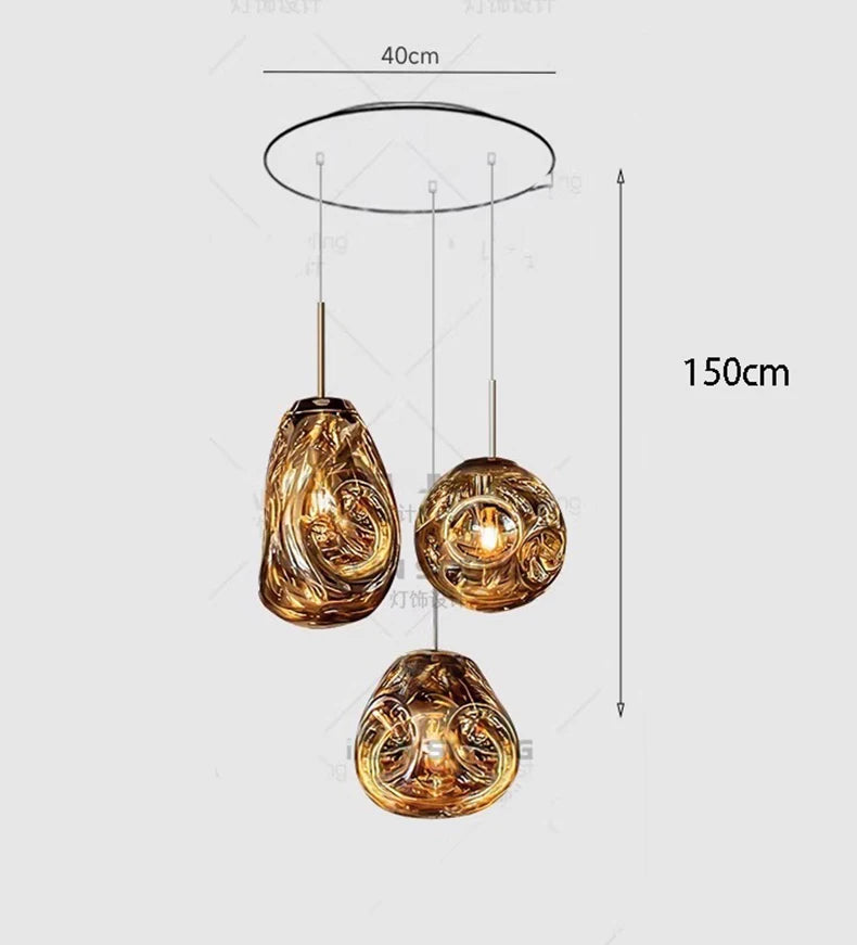 Remote dimming glass chandelier adjusting its color temperature