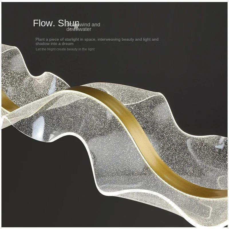 Wave acrylic chandelier measuring 39.4 in (100 cm) in length