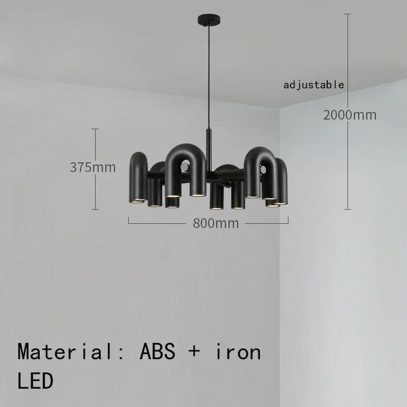 Sixteen arm iron chandelier in blue forming a sculptural light wall