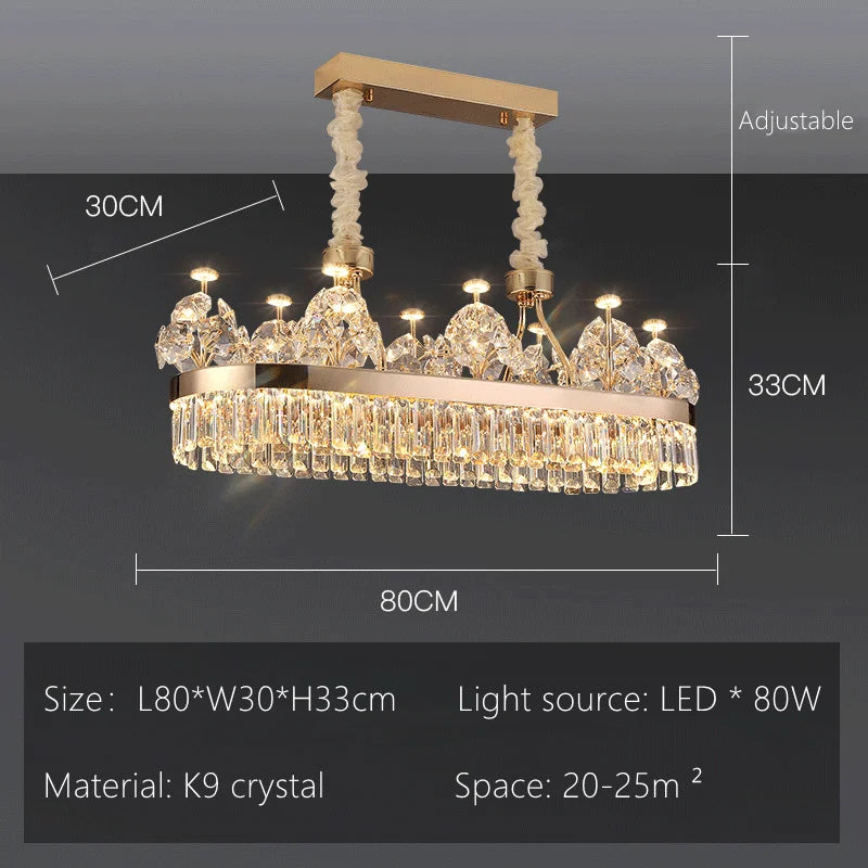 Crystal ceiling chandelier with LED bulbs included and 90 to 260V wiring