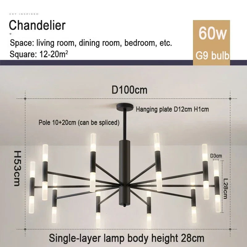 Plated metal arm and LED socket detail on the blooming chandelier