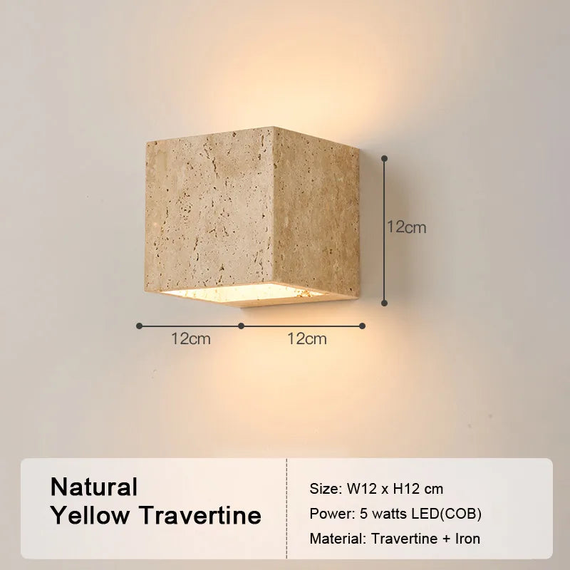 LED Travertine Stone Wall Sconce