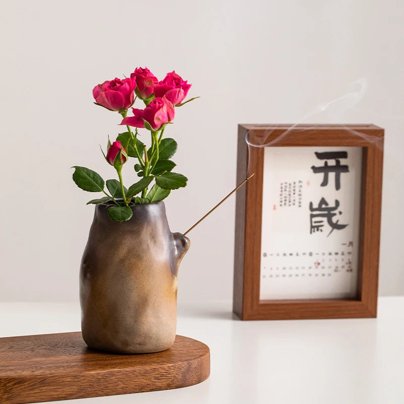 Irregular stone shape ceramic mini vase hydroponic home gift