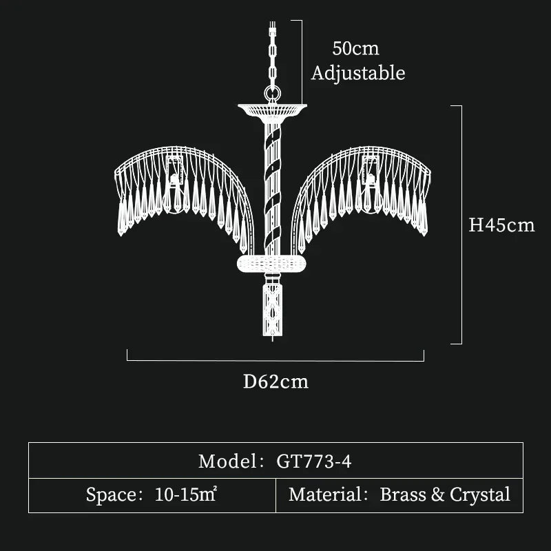 Twelve light palm leaf chandelier, 36.6 in wide, 28.7 in high