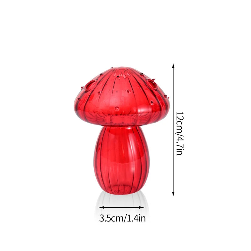 Whimsical mushroom glass vase as desktop ornament decor