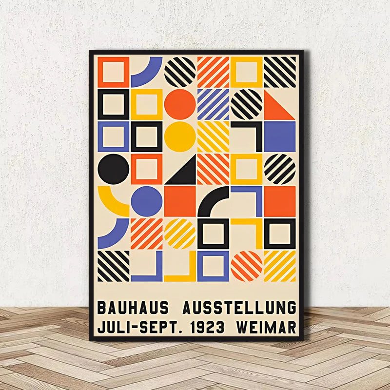 Abstract Bauhaus Geometric Line Art Canvas Wall Art