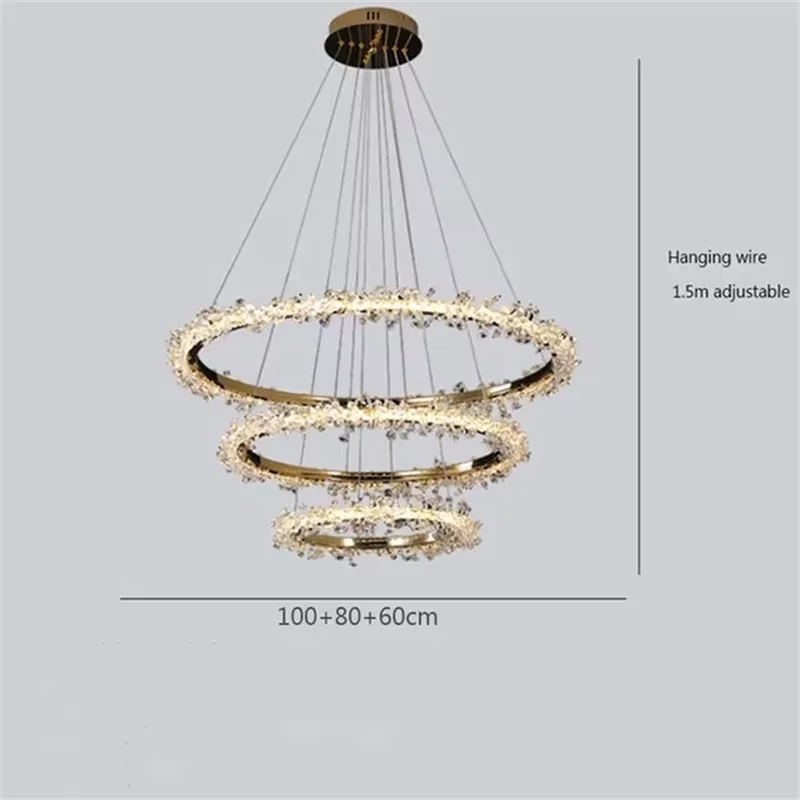 Modern luxury glass ring chandelier with assembly required on site