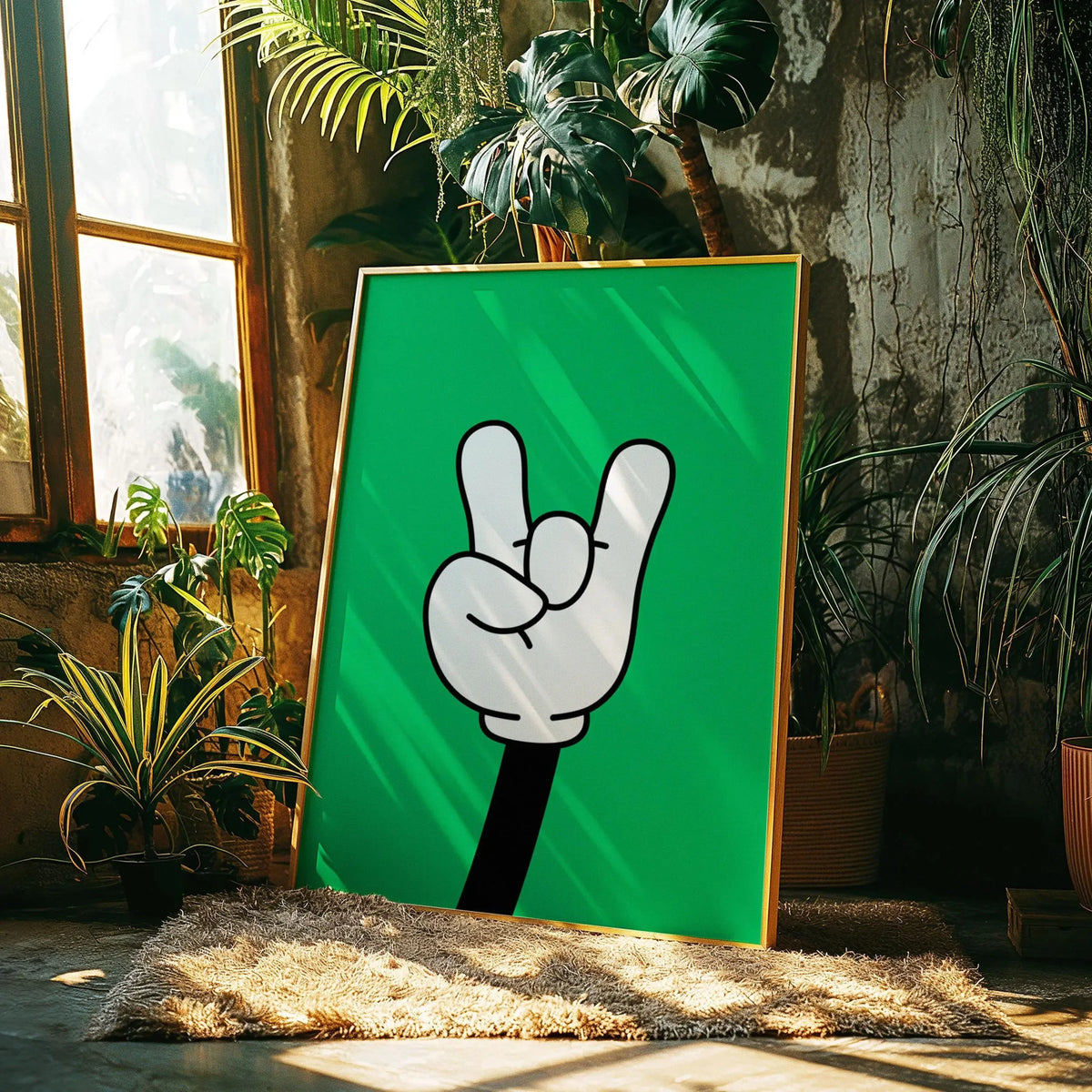 Retro Rock Hand Graphic Canvas Wall Art