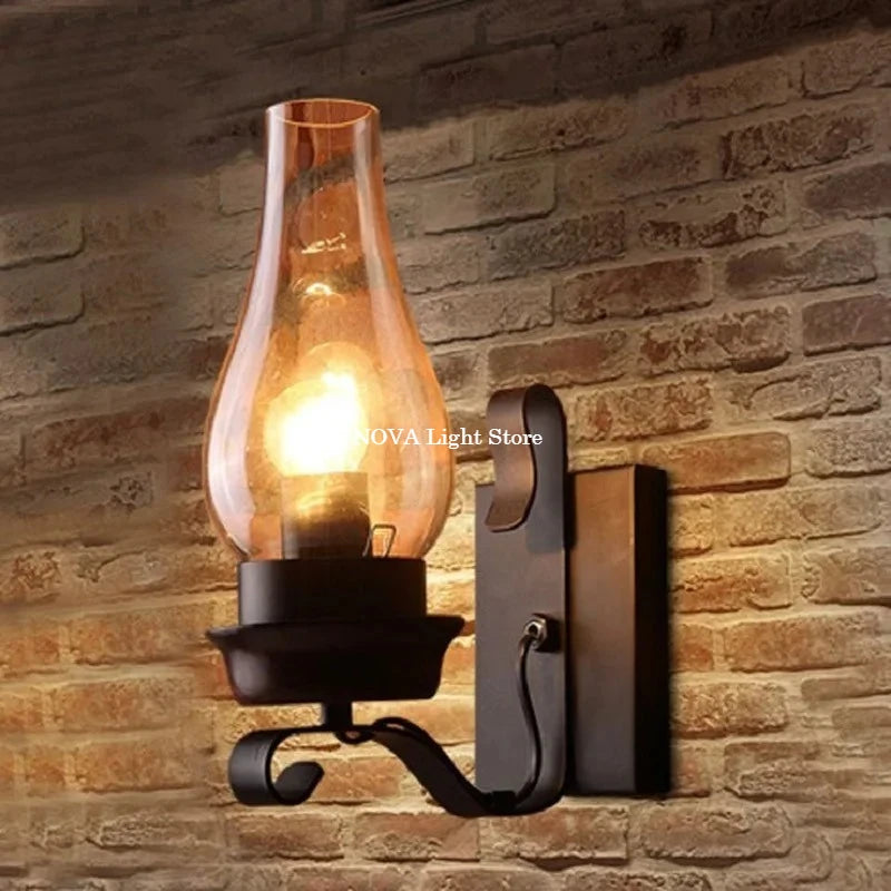 iron wall sconce, front view on white background