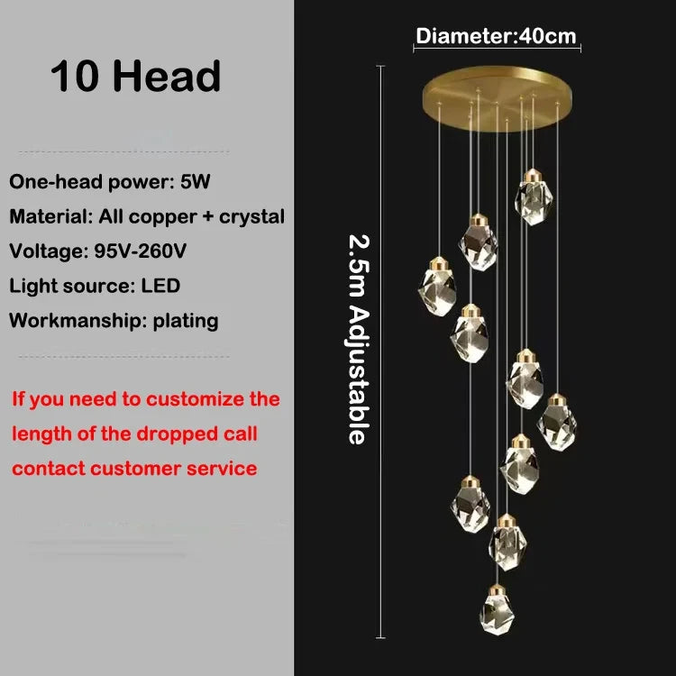 Non-dimmable crystal chandelier with lit crystal elements on dark iron arms