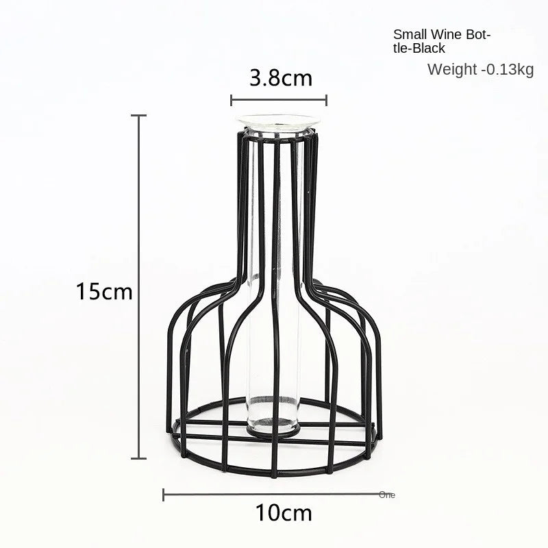 Iron art hollow gold vase with hydroponic test tube flower display