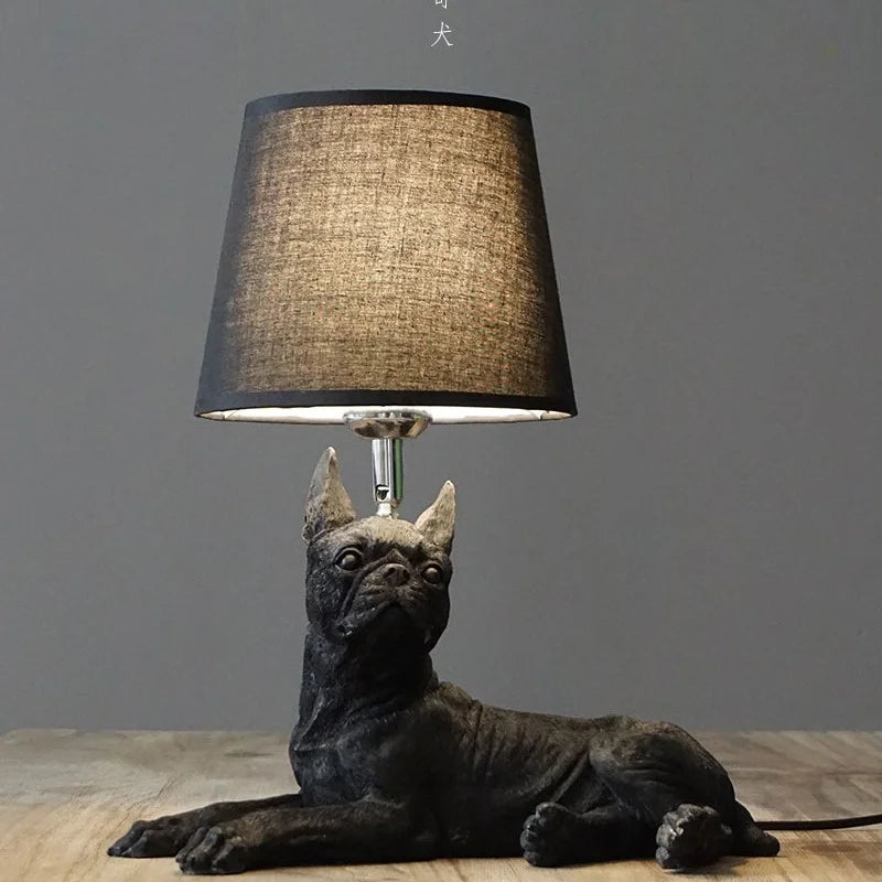 Puppy dog lamp white variant US plug overhead view of ceramic form