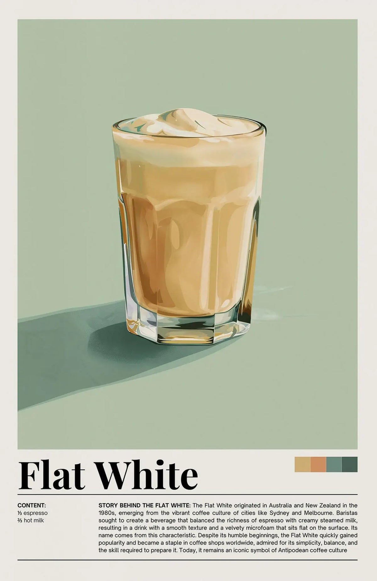 Retro Cafe Cocktail Cappuccino Canvas Wall Art
