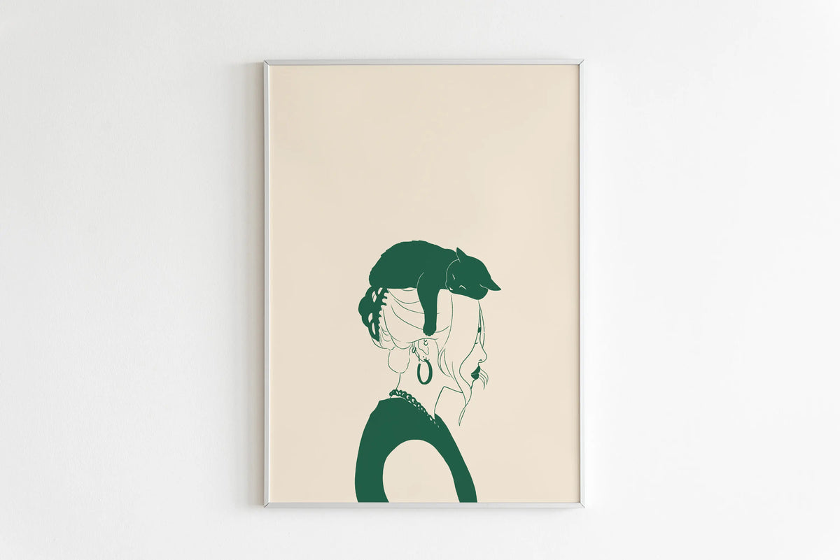Sleepy Kitten Minimalist Canvas Wall Art Print