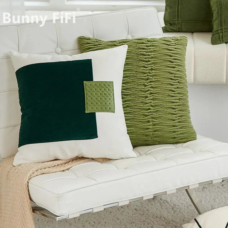 Nordic Green Luxury Pillow Cover — styling detail