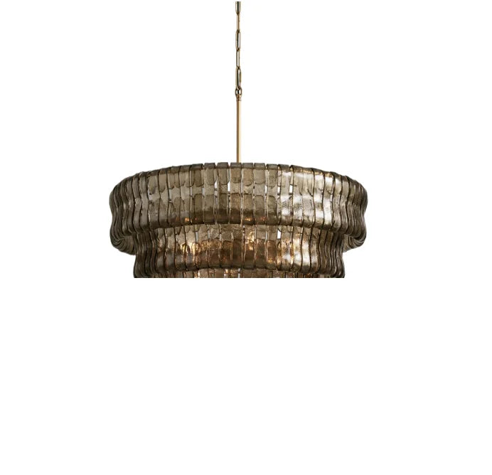 Classic round glass chandelier in white 5000K to 6000K light