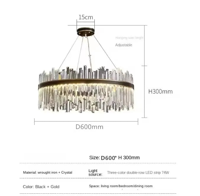 Circle crystal chandelier with remote and touch on off switching