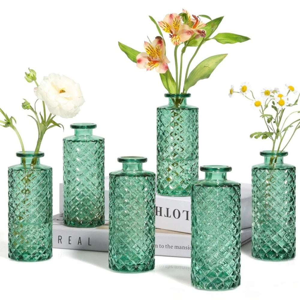 Retro Mini Glass Bud Vase Set Hydroponic Wedding | Aurelia