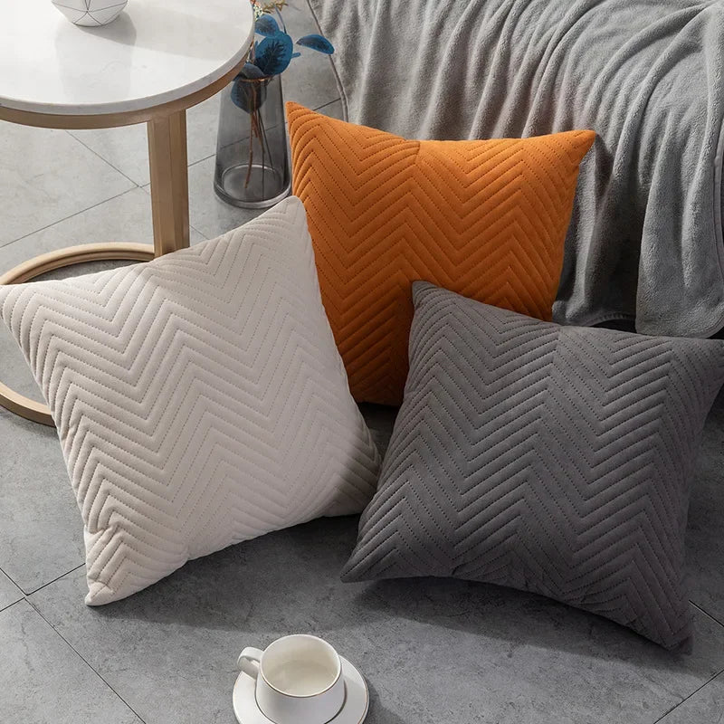 Quilted Velvet Throw Pillow Cover — detail