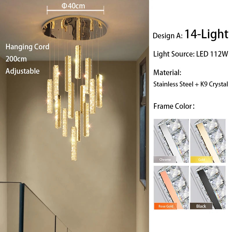 Luxury crystal chandelier rated for 90 to 260V household supply