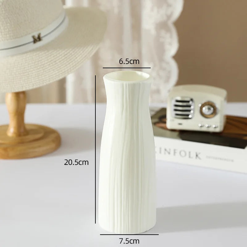 Close-up of ripple pattern surface on Nordic sculpted decorative plastic vase