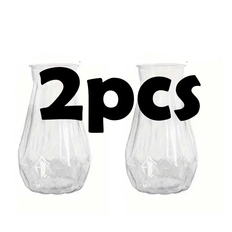 Diamond style clear plastic vase set as coordinated home table decor display
