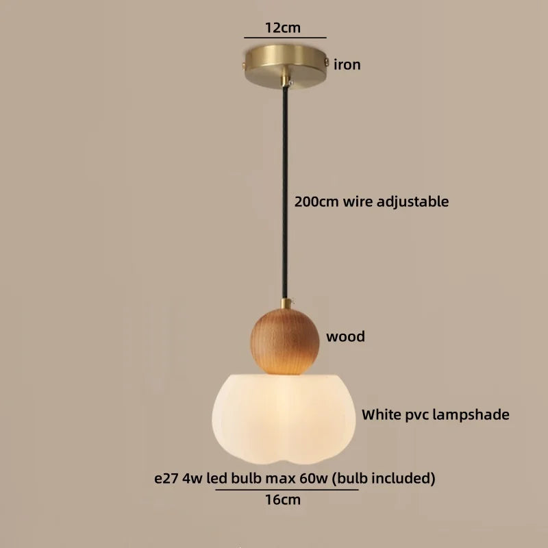 Japanese inspired white shade chandelier with shortenable pendant cord