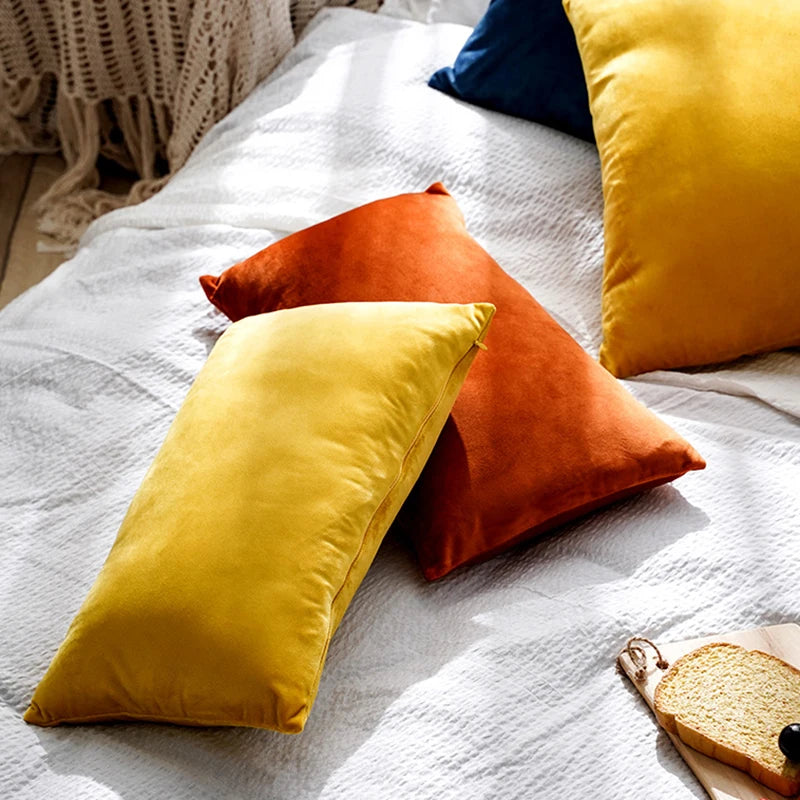 Soft Velvet Lumbar Pillow Cover