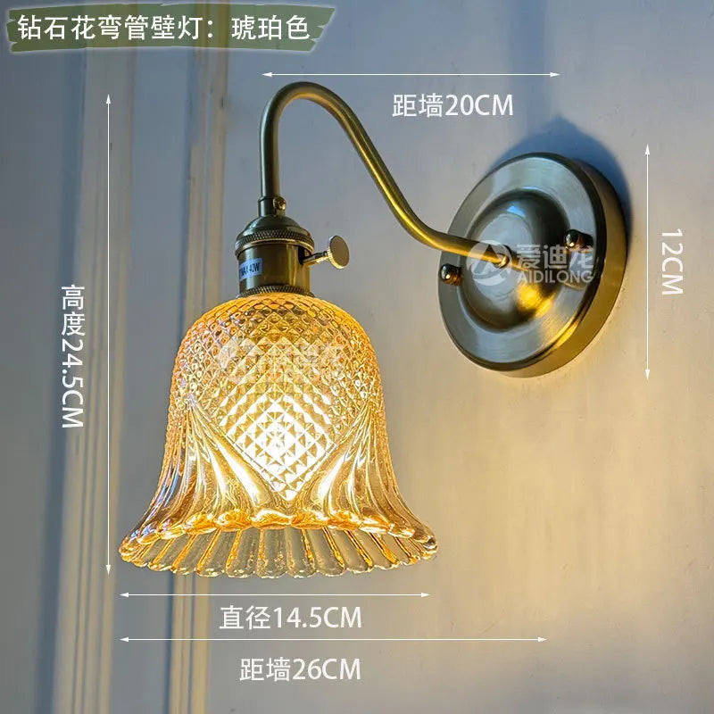 Nordic Brass Glass Switch Wall Sconce