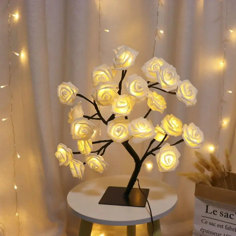 LED fairy tree night light switched off showing sculpted branch silhouette