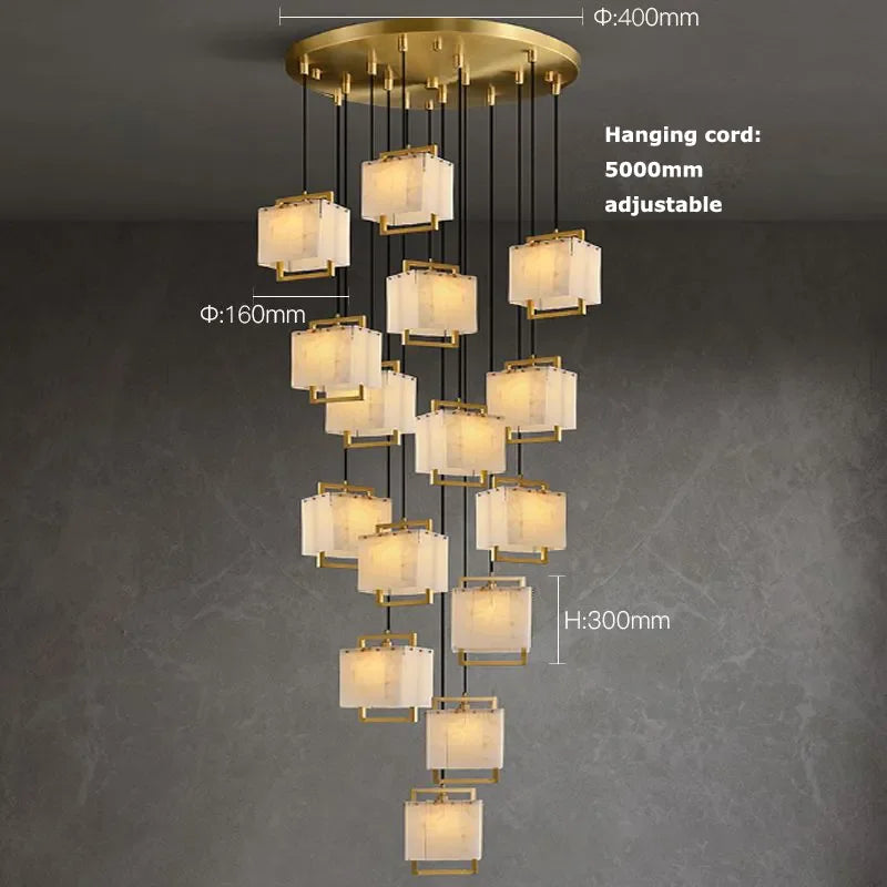 Second 39.4 in (100 cm) natural marble chandelier configuration