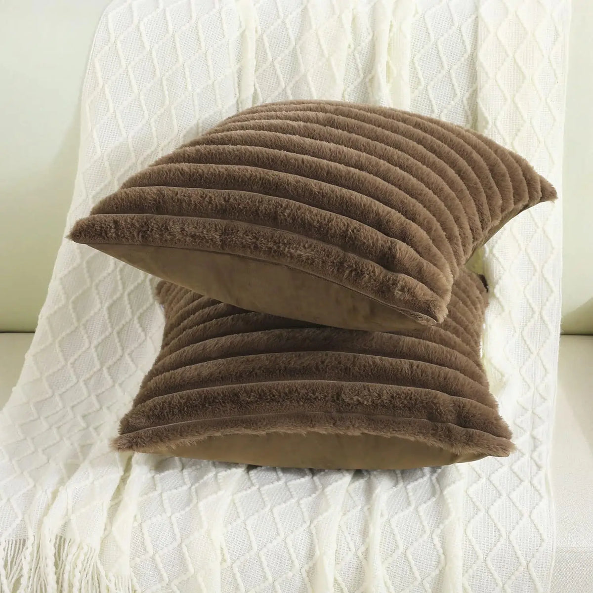 Woven Stripe Throw Pillow Cover — styling detail