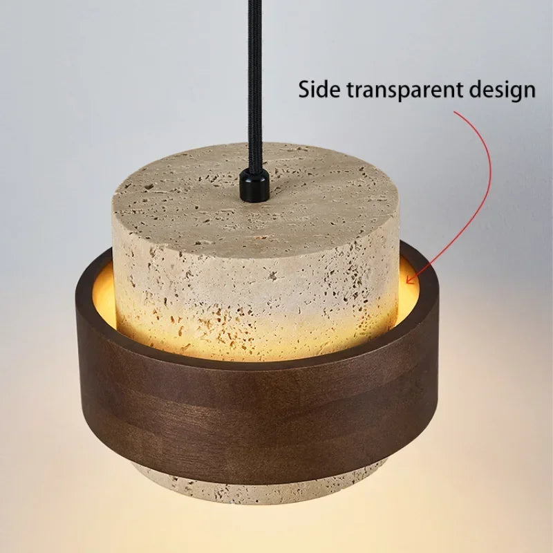 Stone Walnut Bedside Pendant Light