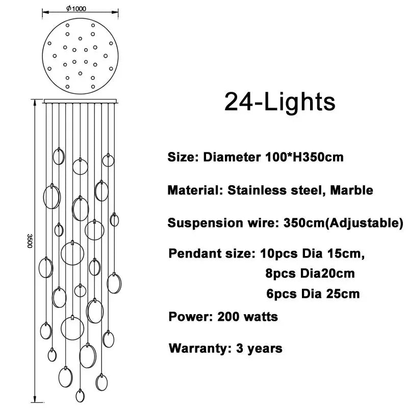 Marble Multi Rod Pendant Light