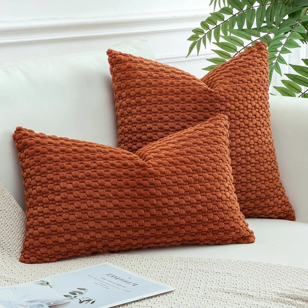 Rust Corduroy Lumbar Pillow Cover — alternate view