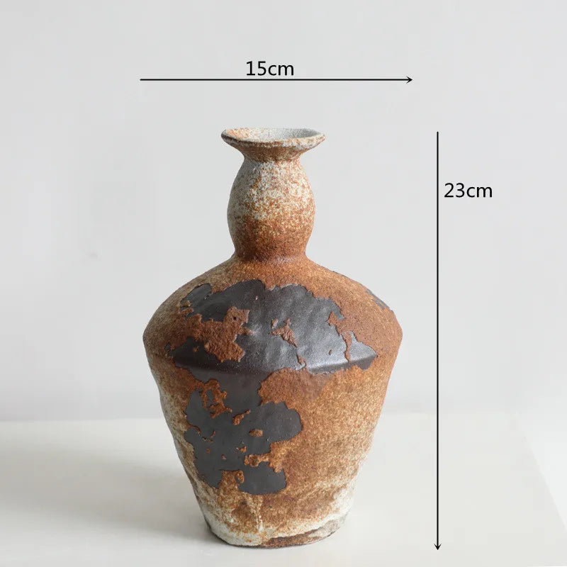 Retro Wabi Sabi Coarse Ceramic Vase Zen Décor | Aurelia