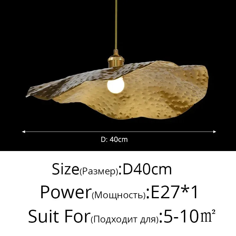 Hammered Brass Lotus Pendant